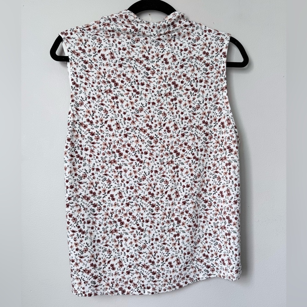 Reitmans Sleeveless Floral Blouse - White and Brown